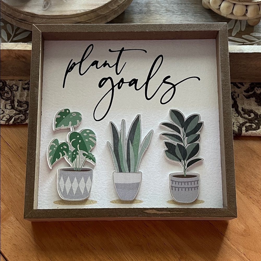 Framed Plant Goals Wall Art - Green and Brown